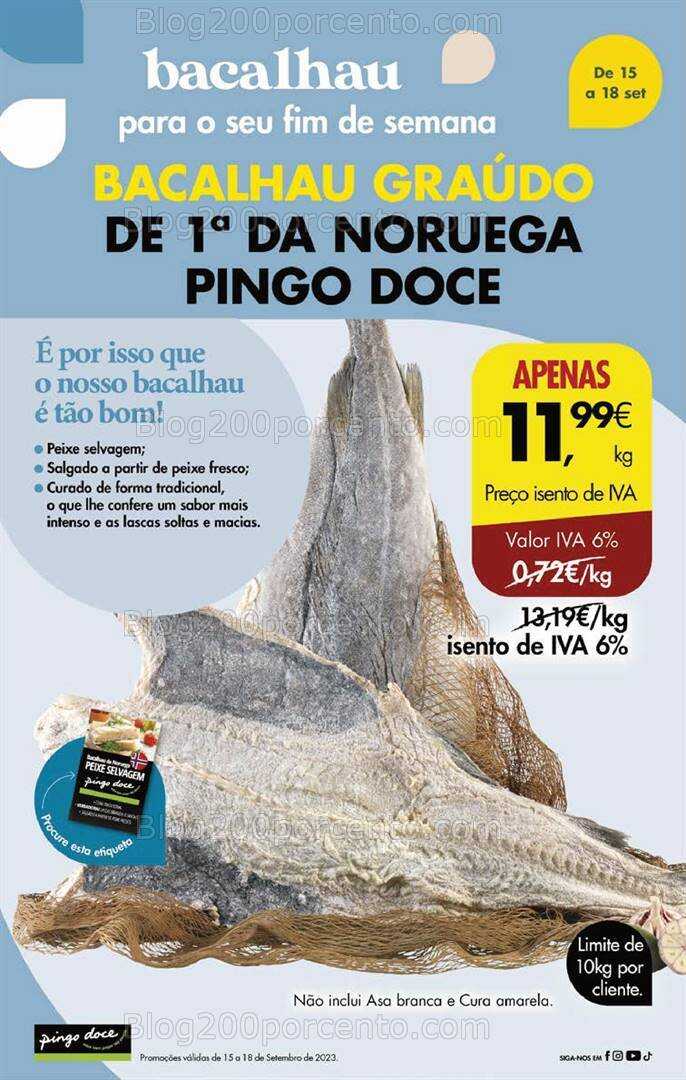 Antevisão Folheto PINGO DOCE Promoções Fim de Semana - 15 a 18 setembro