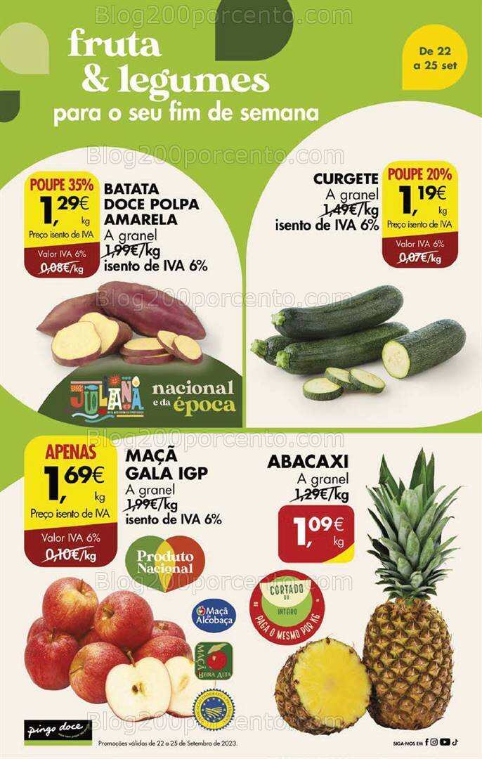 Antevisão Folheto PINGO DOCE Promoções Fim de Semana - 22 a 25 setembro