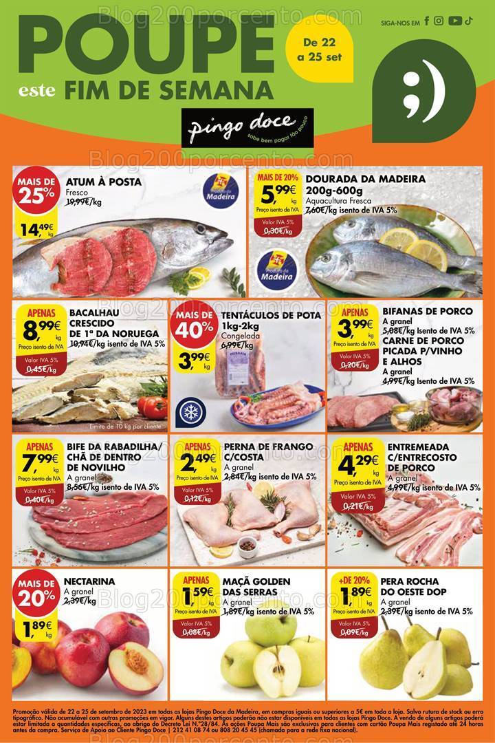 Antevisão Folheto PINGO DOCE Madeira Promoções Fim de Semana - 22 a 25 setembro