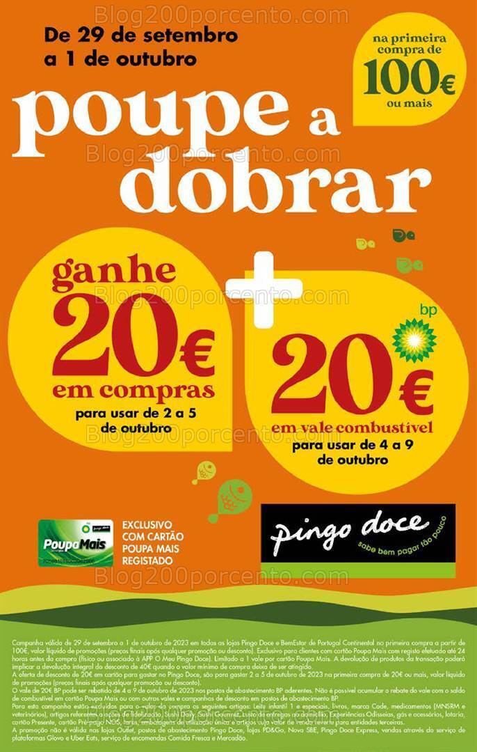 ALERTA - Oferta de 40€ PINGO DOCE Promoções Fim de Semana - 29 setembro a 1 outubro
