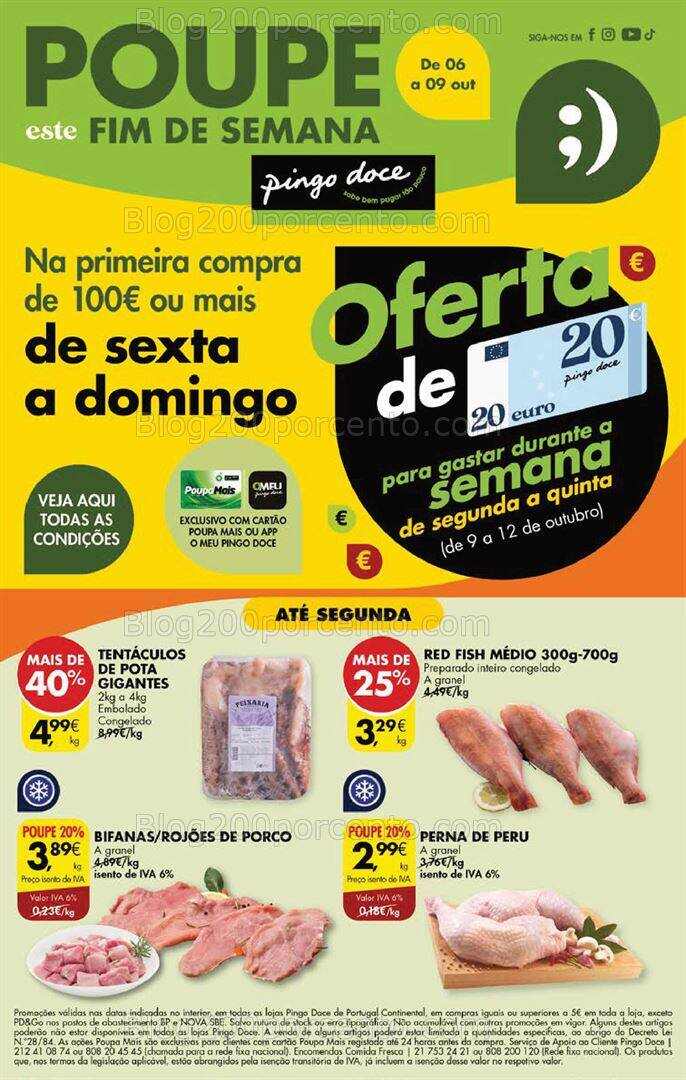 Antevisão Folheto PINGO DOCE Promoções Fim de Semana - 6 a 9 outubro