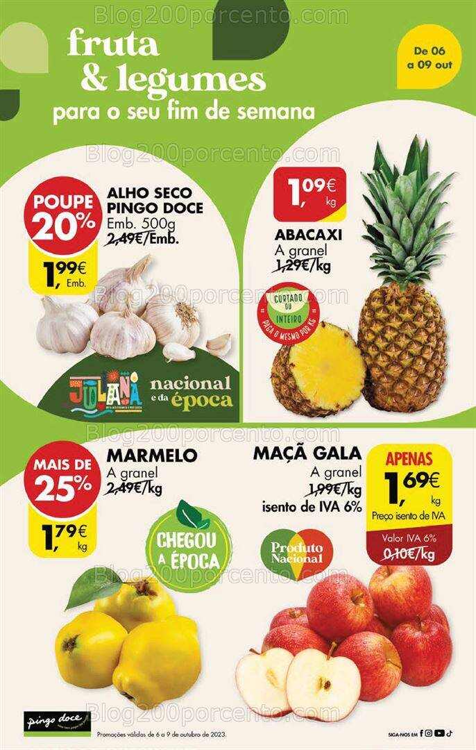 Antevisão Folheto PINGO DOCE Promoções Fim de Semana - 6 a 9 outubro