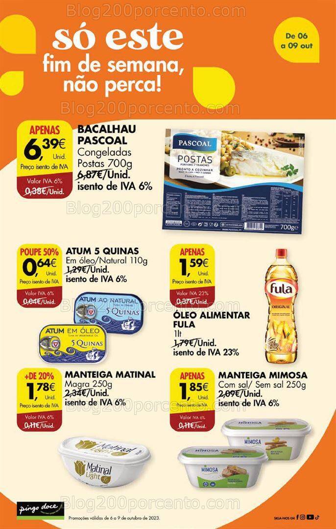Antevisão Folheto PINGO DOCE Promoções Fim de Semana - 6 a 9 outubro