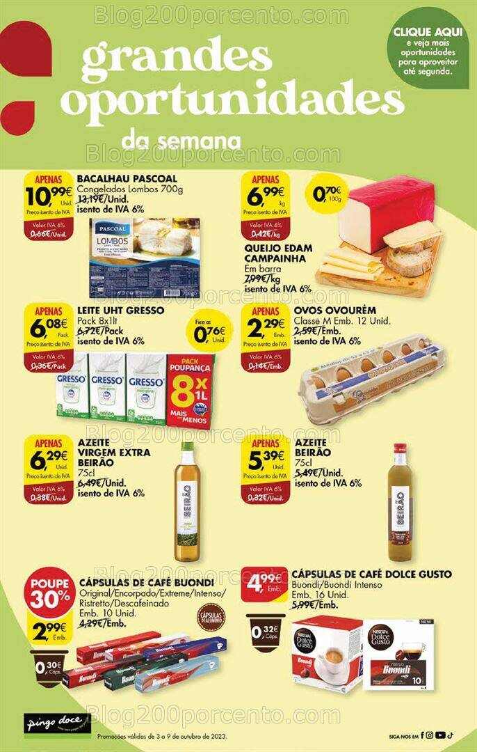 Antevisão Folheto PINGO DOCE Promoções Fim de Semana - 6 a 9 outubro