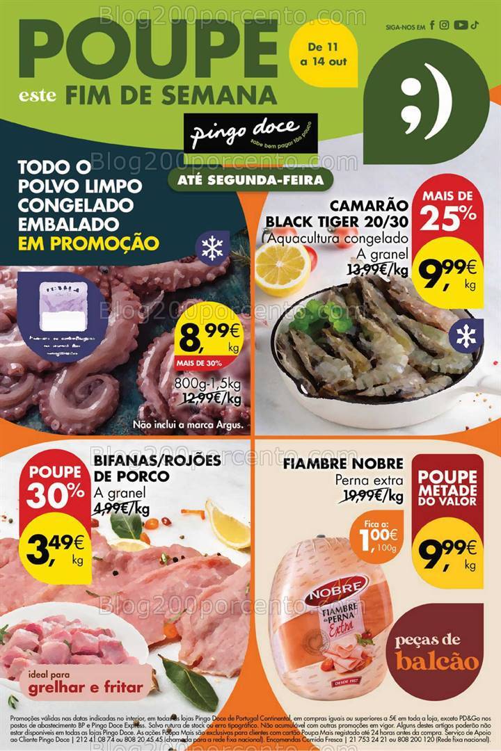 Antevisão Folheto PINGO DOCE Promoções Fim de Semana - 11 a 14 outubro