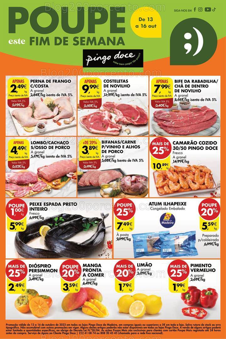 Antevisão Folheto PINGO DOCE Madeira Promoções Fim de Semana - 13 a 16 outubro