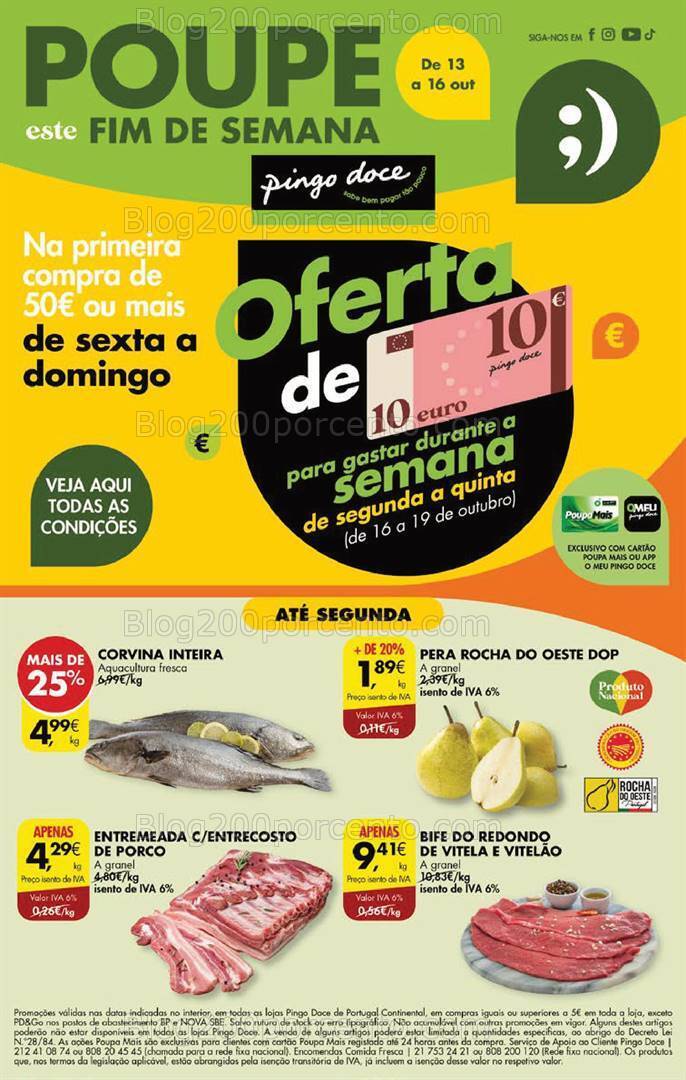 Antevisão Folheto PINGO DOCE Promoções Fim de Semana - 13 a 16 outubro