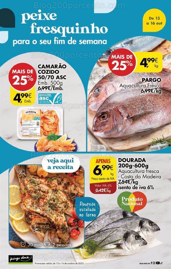 Antevisão Folheto PINGO DOCE Promoções Fim de Semana - 13 a 16 outubro