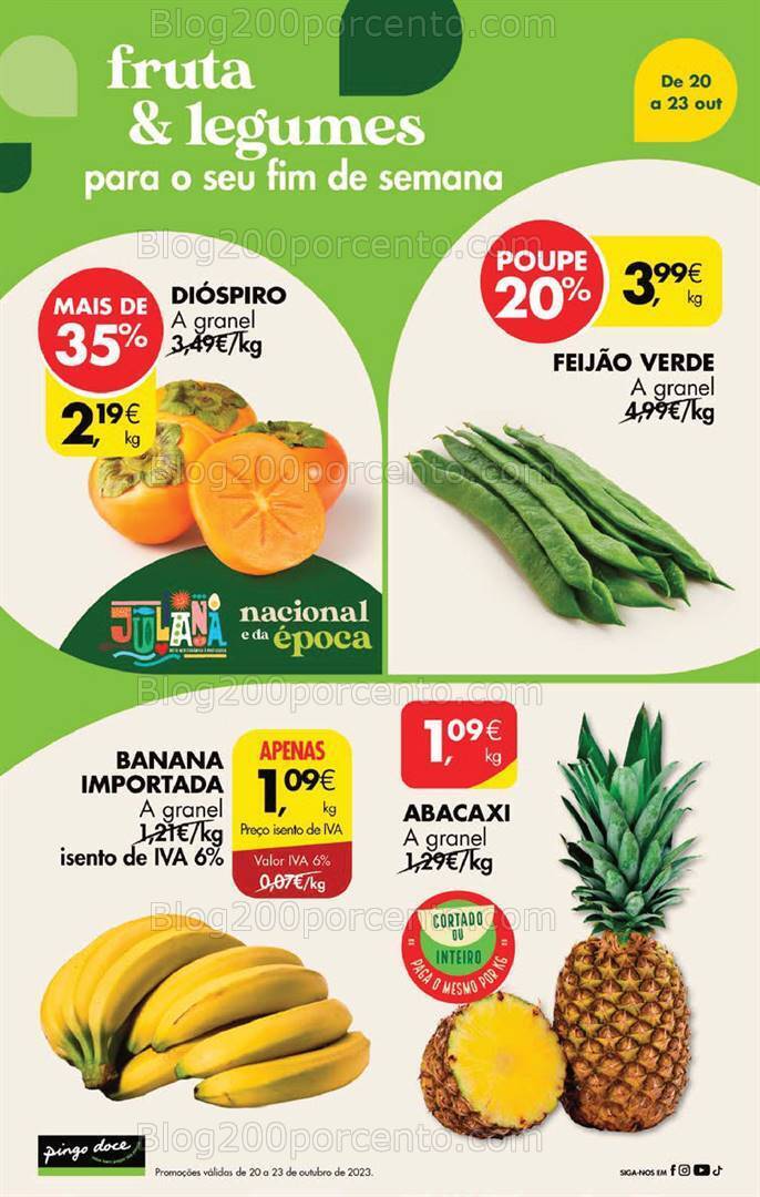Antevisão Folheto PINGO DOCE Promoções Fim de Semana - 20 a 23 outubro