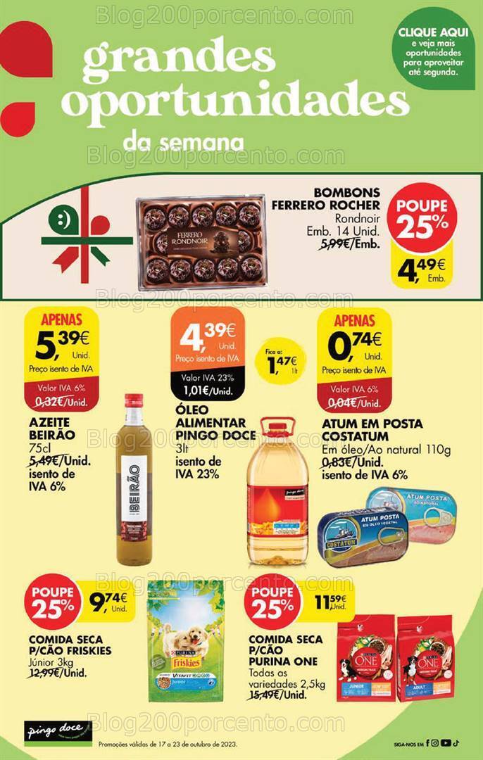 Antevisão Folheto PINGO DOCE Promoções Fim de Semana - 20 a 23 outubro