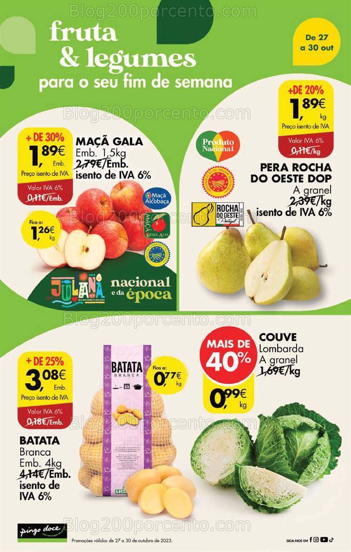 Antevisão Folheto PINGO DOCE Promoções Fim de Semana - 27 outubro a 1 novembro