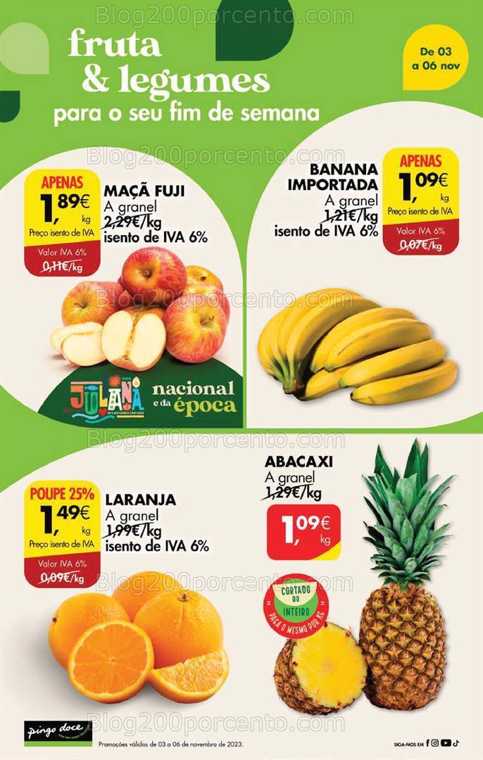 Antevisão Folheto PINGO DOCE Promoções Fim de Semana - 3 a 6 novembro