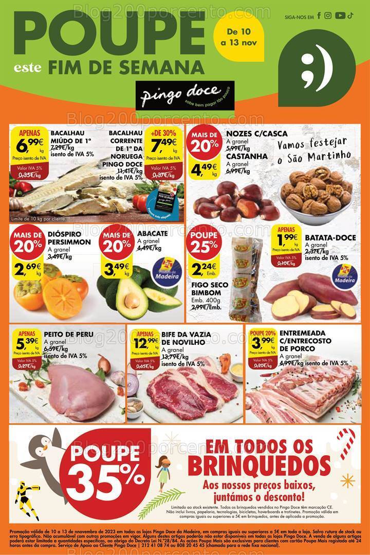 Antevisão Folheto PINGO DOCE Madeira Promoções Fim de Semana - 10 a 13 novembro