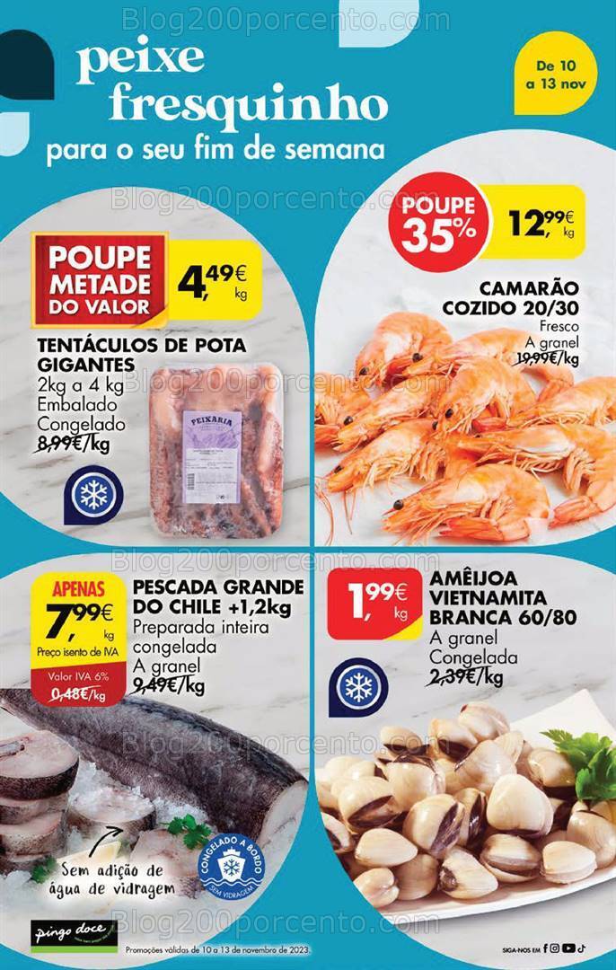 Antevisão Folheto PINGO DOCE Promoções Fim de Semana - 10 a 13 novembro