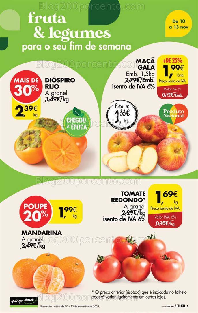 Antevisão Folheto PINGO DOCE Promoções Fim de Semana - 10 a 13 novembro