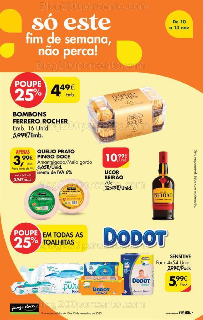 Antevisão Folheto PINGO DOCE Promoções Fim de Semana - 10 a 13 novembro