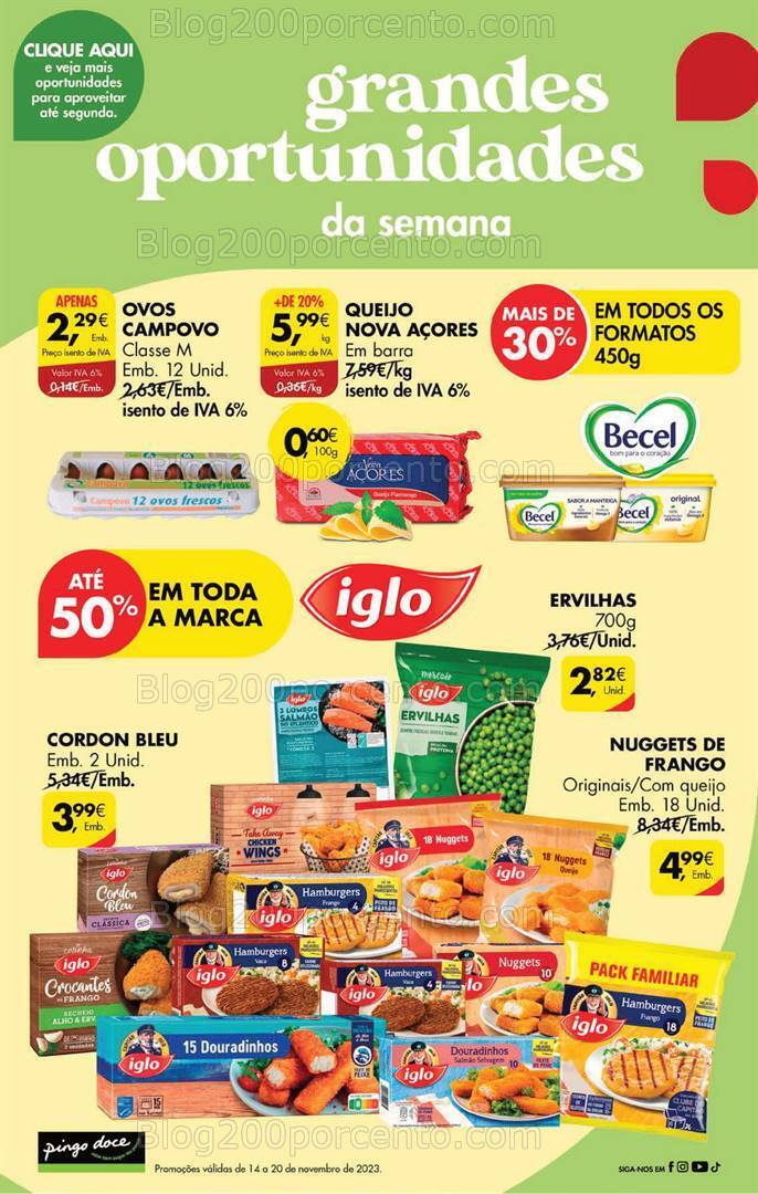 Antevisão Folheto PINGO DOCE Promoções Fim de Semana - 17 a 20 novembro