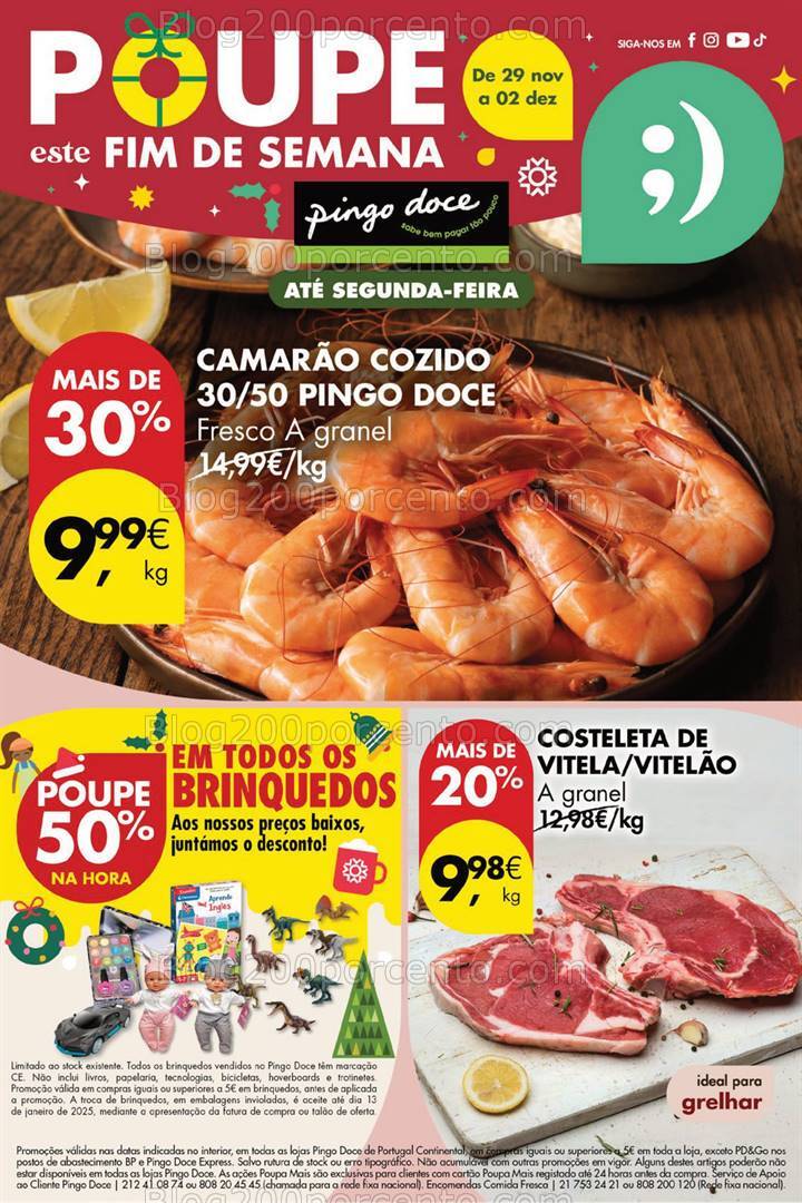 Antevisão Folheto PINGO DOCE Promoções Fim de Semana - 30 novembro a 1 dezembro