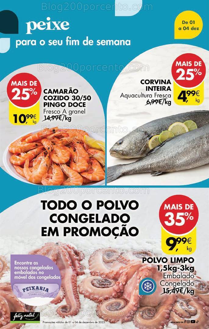Antevisão Folheto PINGO DOCE Promoções Fim de Semana - 1 a 4 dezembro