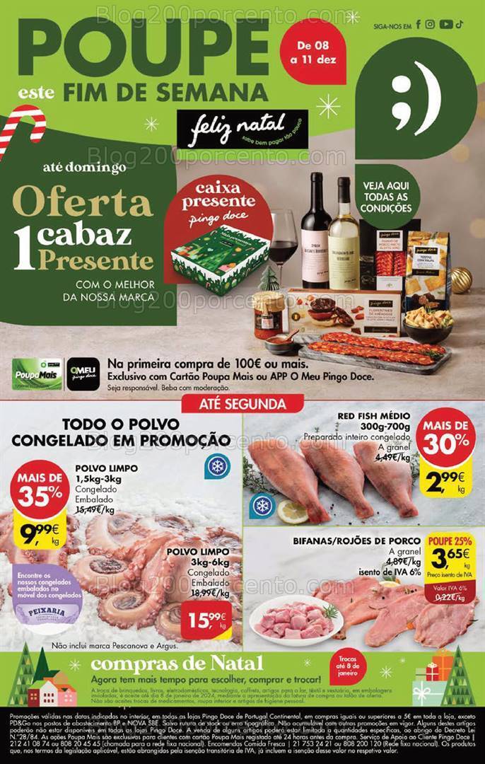 Antevisão Folheto PINGO DOCE Promoções Fim de Semana - 8 a 11 dezembro