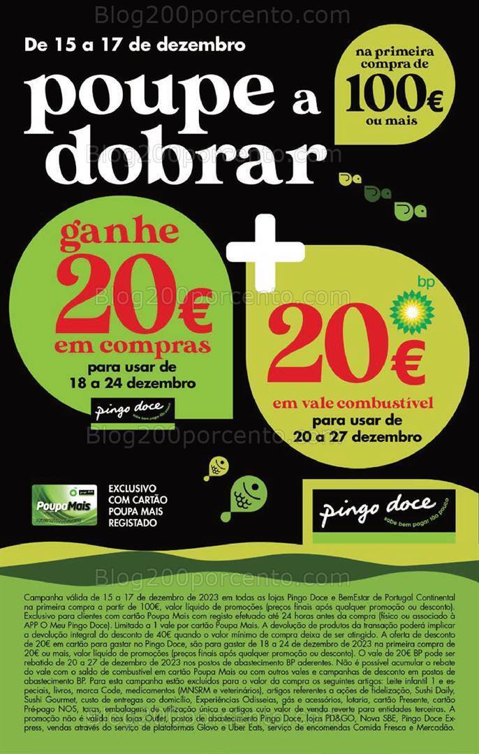 ALERTA - Oferta 40€ PINGO DOCE - BP Promoções Fim de Semana - 15 a 17 dezembro