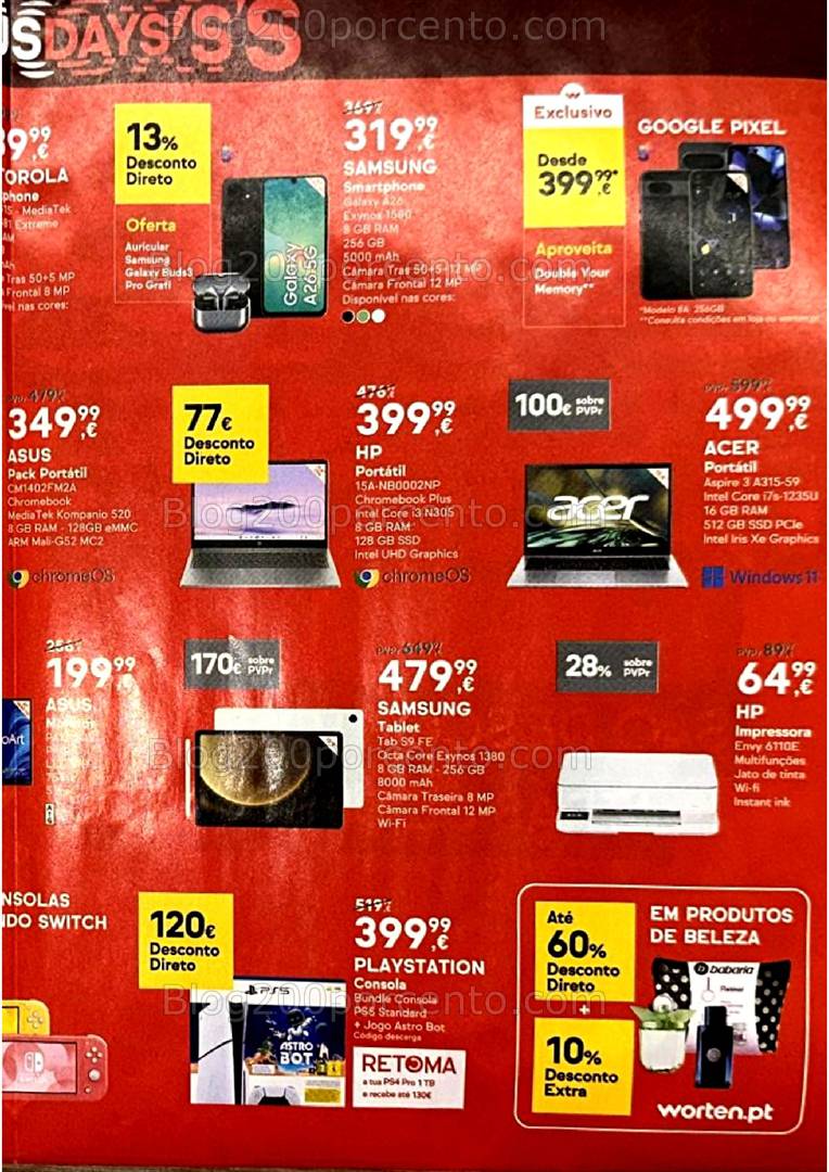 Antevisão Folheto WORTEN Bonus Days Promoções de 4 a 7 abril