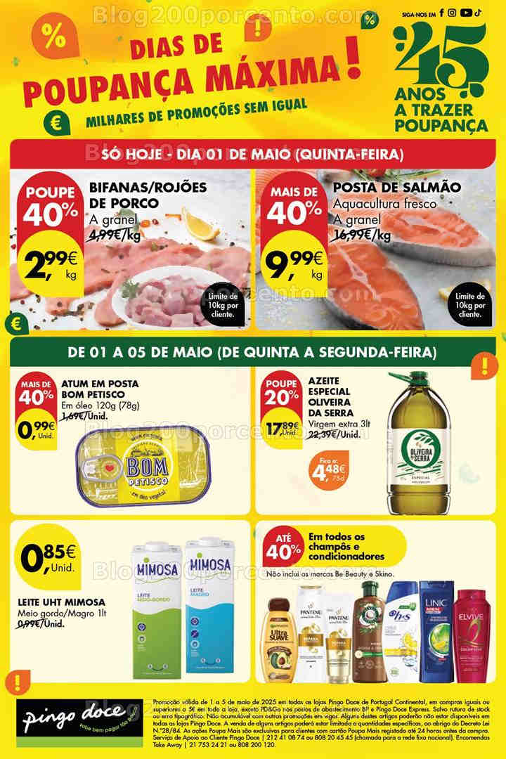 Antevisão Folheto PINGO DOCE Promoções Fim de Semana - 1 de maio a 5 de maio