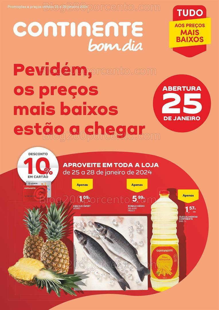 Antevisão Folheto CONTINENTE Abertura Pevidém Promoções de 25 a 29 janeiro