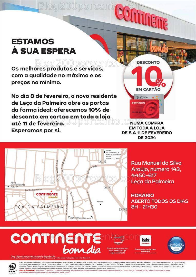 Antevisão Folheto CONTINENTE Aberturas Leça da Palmeira Promoções de 8 a 12 fevereiro