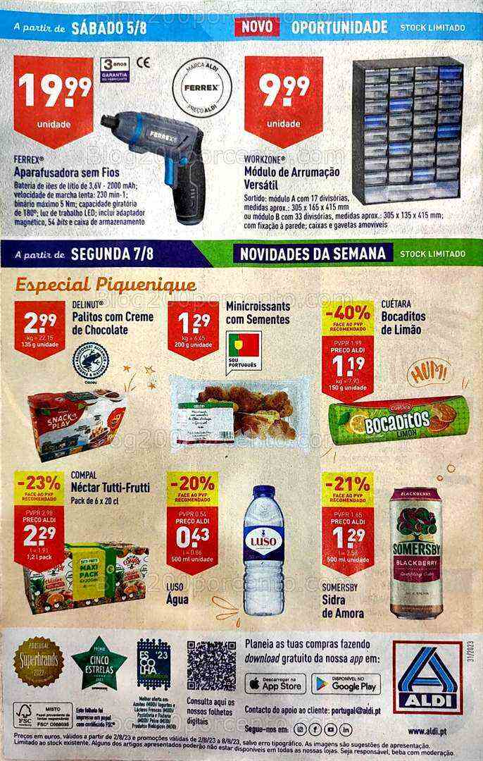 Antevisão Folheto ALDI Bazar Promoções a partir de 5 agosto
