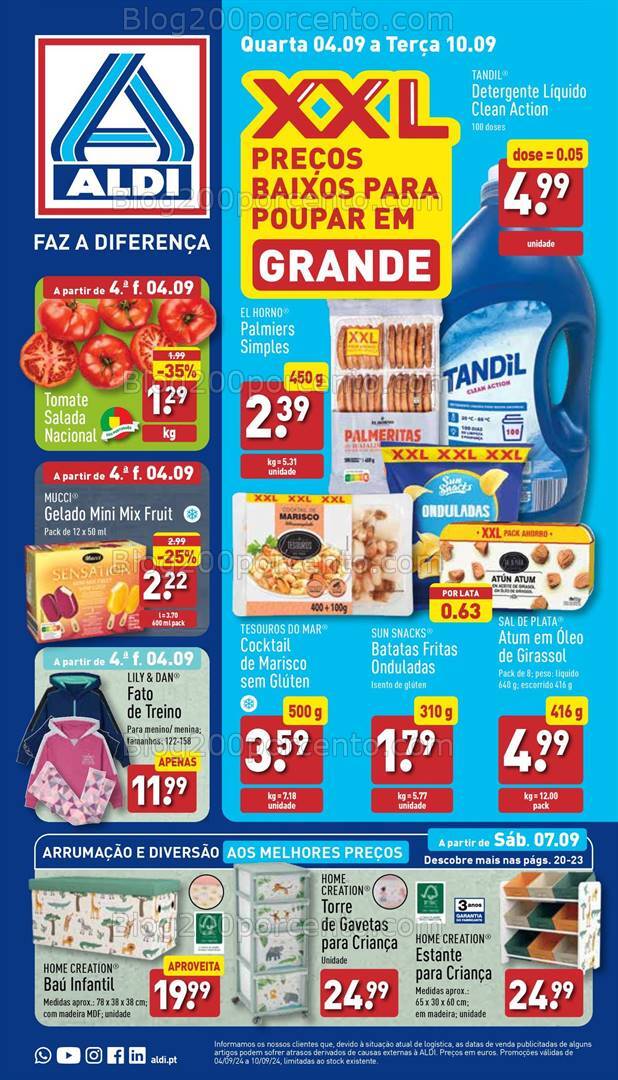 Antevisão Folheto ALDI Promoções de 4 a 10 setembro