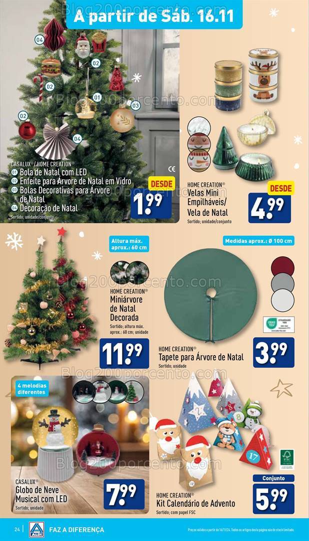 Antevisão Folheto ALDI Bazar Natal Promoções a partir de 16 novembro