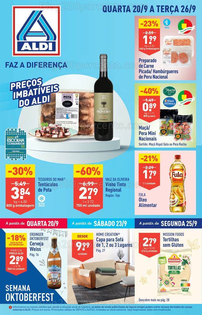 Antevisão Folheto ALDI Promoções de 20 a 26 setembro