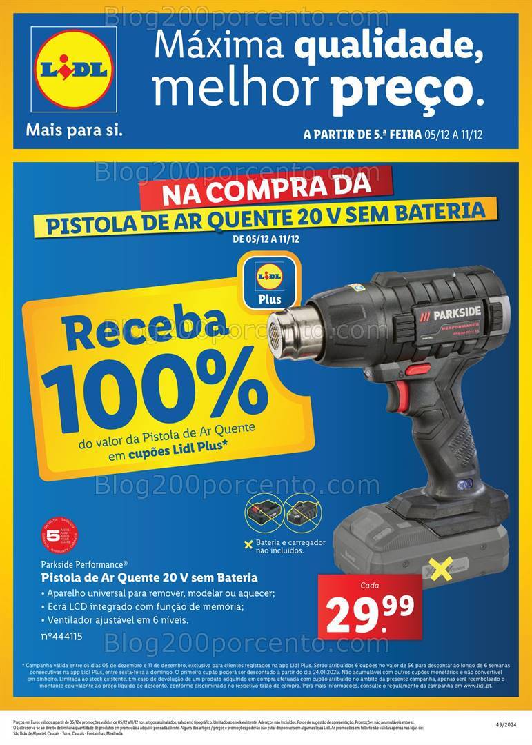 Antevisão Folheto LIDL Extra 100% desconto - Promoções de 5 a 11 dezembro