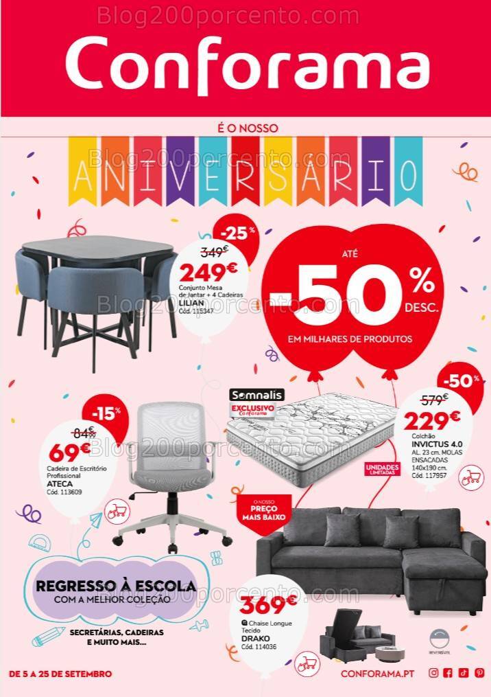Antevisão Folheto CONFORAMA Aniversário Promoções de 5 a 25 setembro