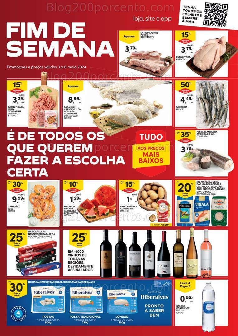 Antevisão Folheto CONTINENTE Promoções Fim de Semana - 3 a 6 maio