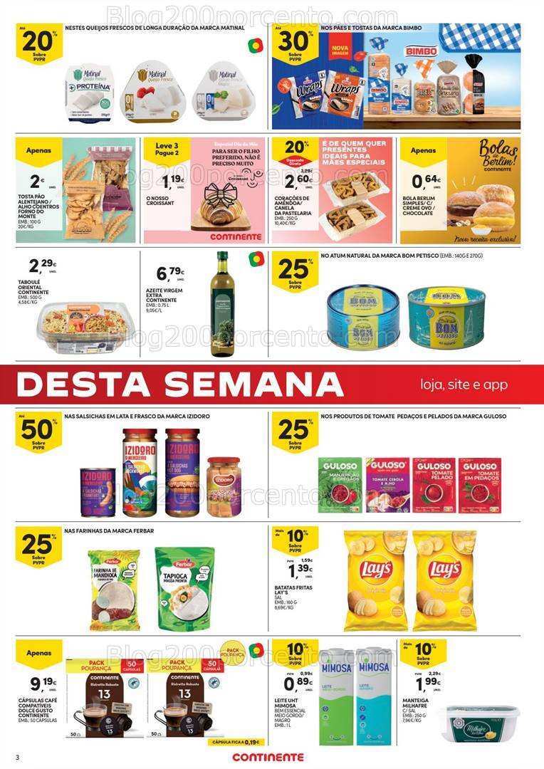 Antevisão Folheto CONTINENTE Promoções Fim de Semana - 3 a 6 maio