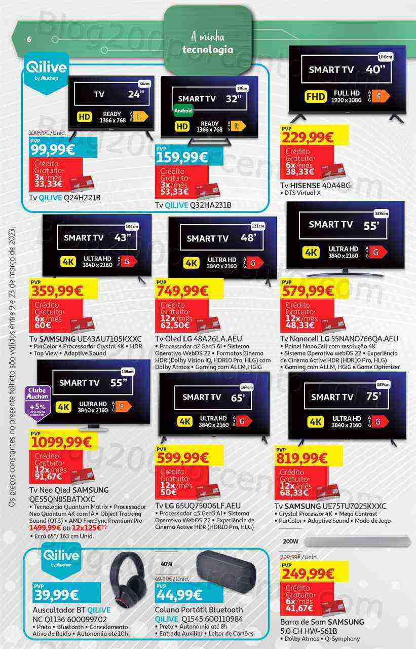 Antevisão Folheto AUCHAN Tecnologia Promoções de 9 a 23 março