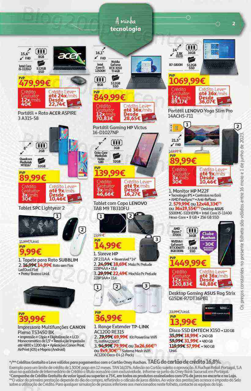 Antevisão Folheto AUCHAN Tecnologia Promoções de 16 maio a 1 junho