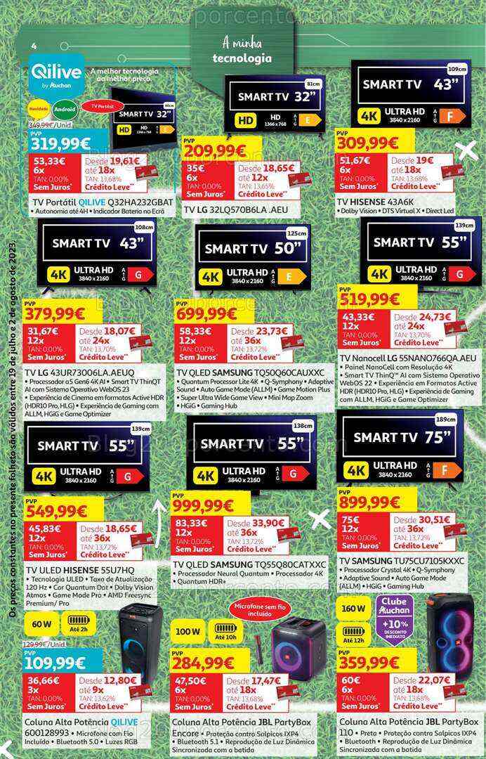 Antevisão Folheto AUCHAN Tecnologia Promoções de 19 julho a 2 agosto
