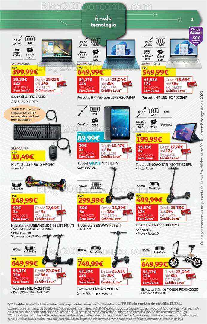 Antevisão Folheto AUCHAN Tecnologia Promoções de 19 julho a 2 agosto