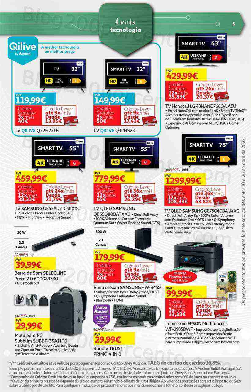 Antevisão Folheto AUCHAN Tecnologia Promoções de 10 a 26 abril