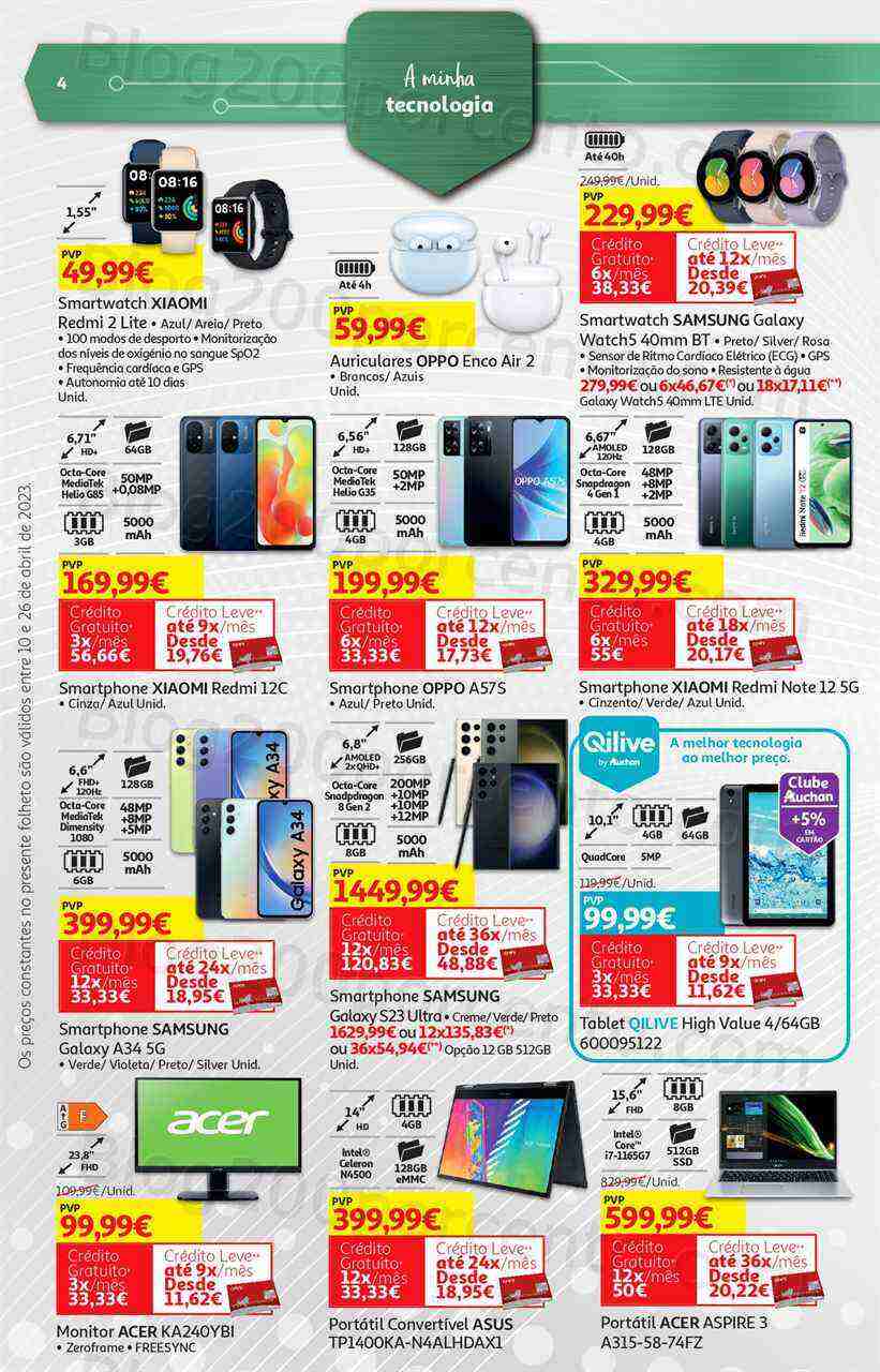 Antevisão Folheto AUCHAN Tecnologia Promoções de 10 a 26 abril
