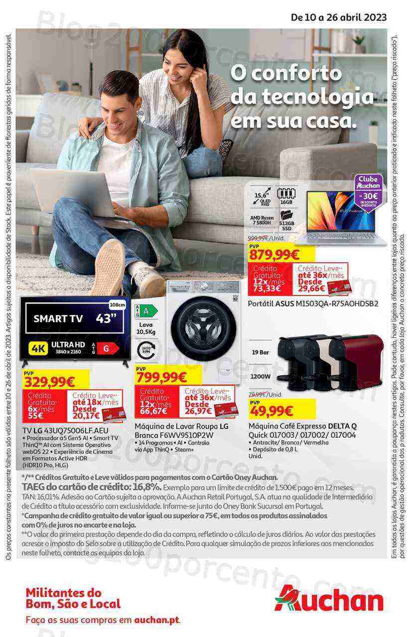Antevisão Folheto AUCHAN Tecnologia Promoções de 10 a 26 abril