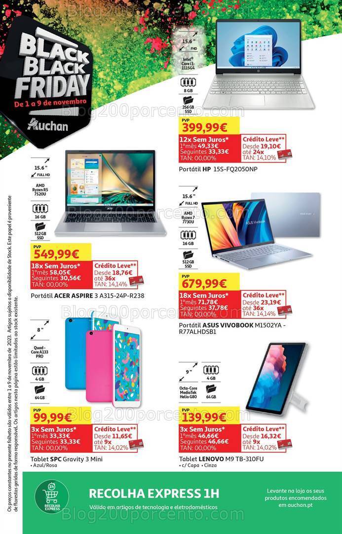 Antevisão Folheto AUCHAN Black Friday Tecnologia Promoções 1 a 9 novembro