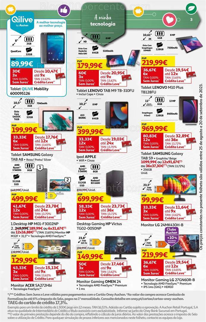 Antevisão Folheto AUCHAN Tecnologia Promoções de 25 agosto a 20 setembro