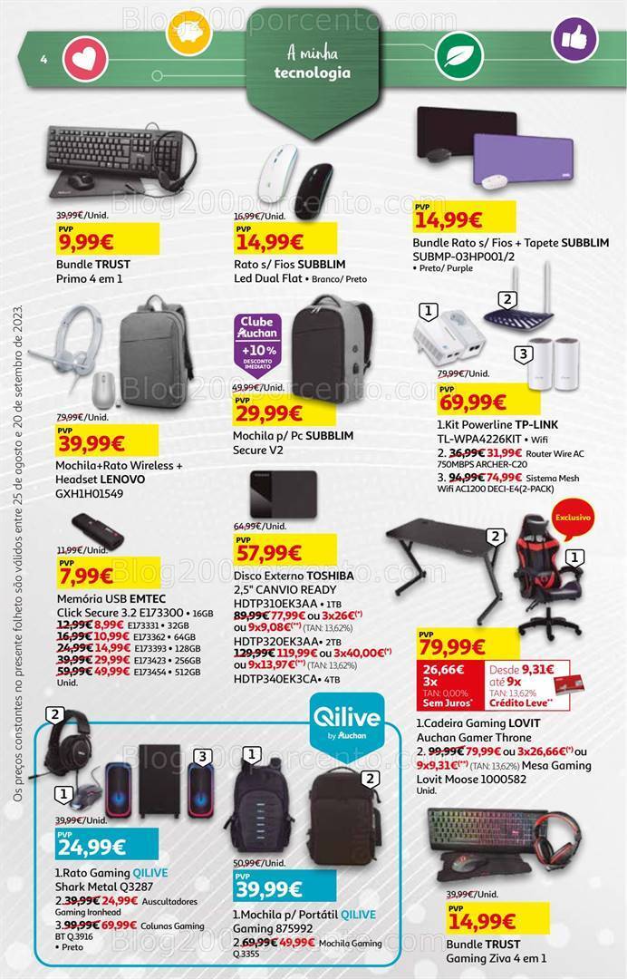 Antevisão Folheto AUCHAN Tecnologia Promoções de 25 agosto a 20 setembro