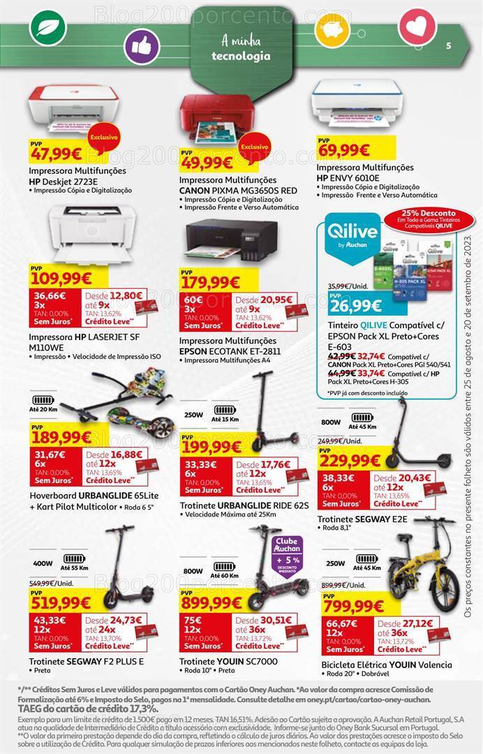 Antevisão Folheto AUCHAN Tecnologia Promoções de 25 agosto a 20 setembro