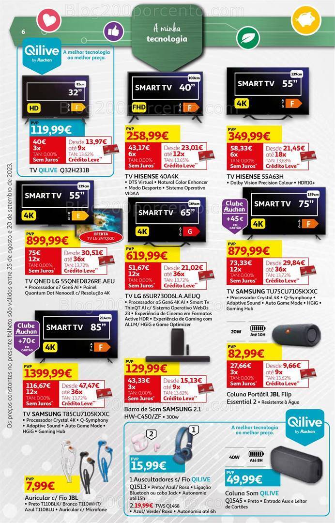 Antevisão Folheto AUCHAN Tecnologia Promoções de 25 agosto a 20 setembro