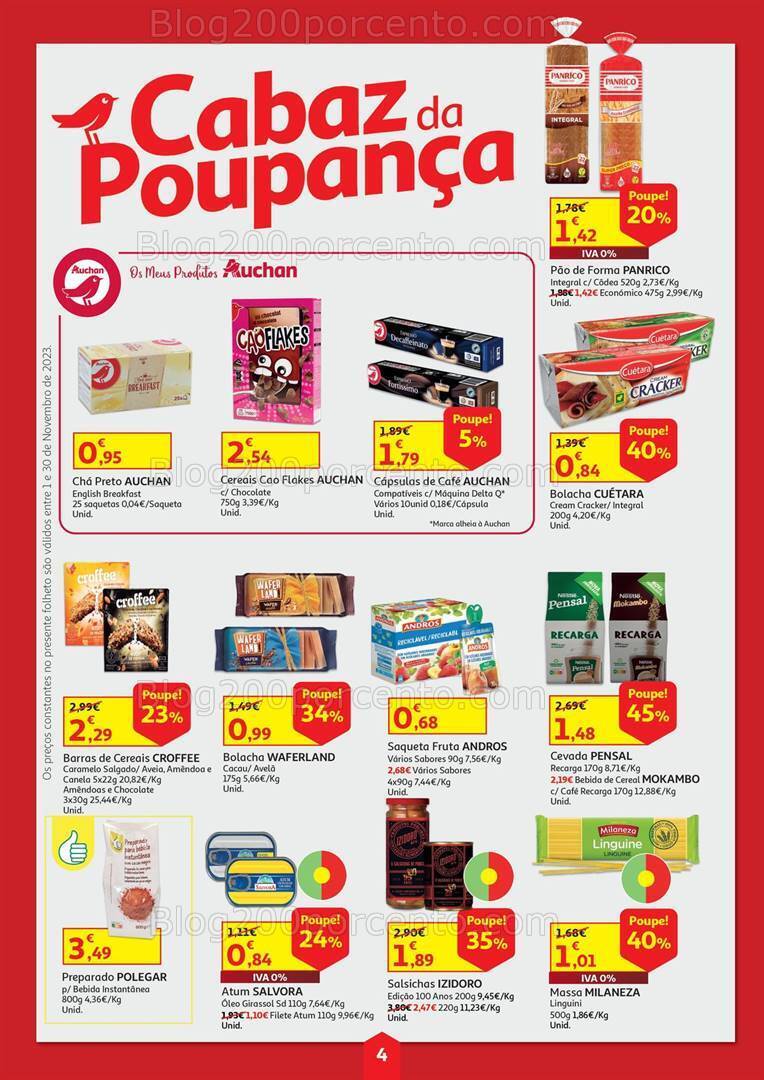 Antevisão Folheto AUCHAN Cabaz Poupança Promoções de de 1 a 30 novembro